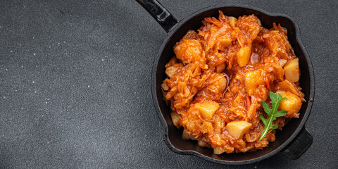 cabbage stewed vegetable meal food snack on the table copy space food background rustic top view