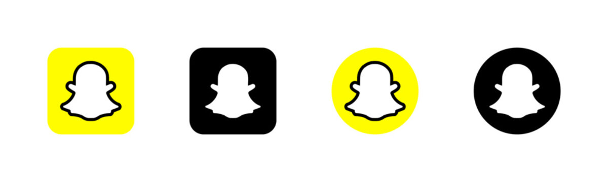 Snapchat. Different styles, colorful, snapchat social network, snapchat logo. Vector icons.