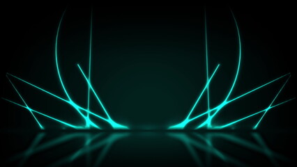 Cyan neon lines and circles abstract technology background