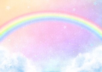 ファンシーな虹空　背景素材