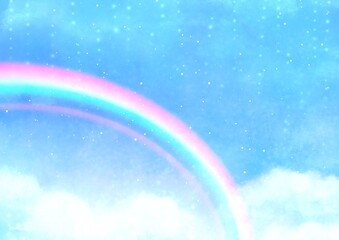 雨上がりの虹空　背景素材