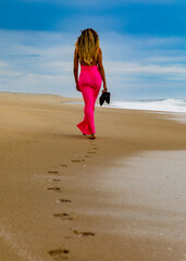 woman walking on the beach