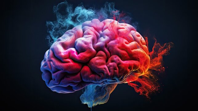 A human brain exploding with knowledge and creativity. Creative brain. Generative ai
