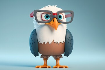 A 3D eagle animal with glasses elements generated by AI