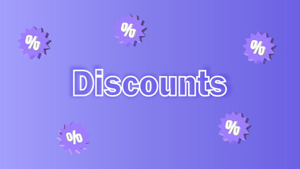 Obraz na płótnie Canvas discount text on purple background with flying discounts
