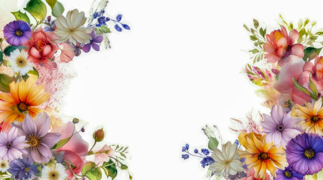 Colorful flowers on white background. generative Ai