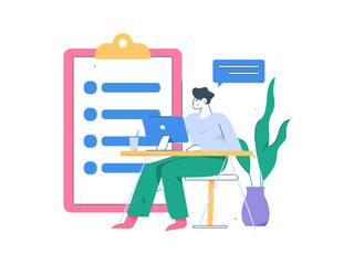 Business People Flat Vector Concept Operation Hand Drawn Illustration
