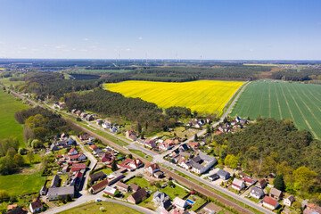 Luftaufnahme Dorf Neißemündung, Lausitz, Brandenburg, Grenze, Deutschland, Polen, Europa