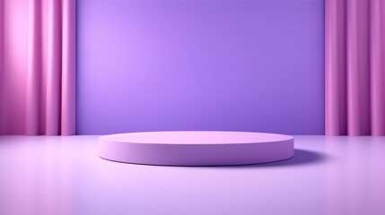 Naklejka na ściany i meble Podium mockup or pedestal and purple color background for product showcase and presentation, AI generated.
