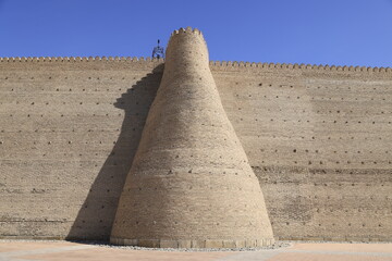 Fototapeta na wymiar The walls of Ark fortress in Bukhara, Uzbekistan