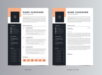 Naklejka premium Professional Modern Resume Template or CV and Cover Letter Template
