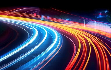 Night Rhythms: Mesmerizing Abstract Light Trails in the Urban Tapestry - High-Quality Wallpaper, Generative AI