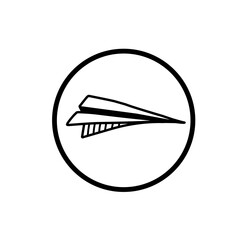 Paper airplane icon with circle border