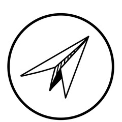 Paper airplane icon with circle border