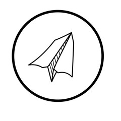 Paper airplane icon with circle border