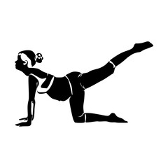 Fototapeta na wymiar Vector silhouette illustration of yoga pose for pregnant. International yoga day.