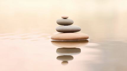 Fototapeta na wymiar Stacked stones as zen and balance wellness concept (Generative AI)