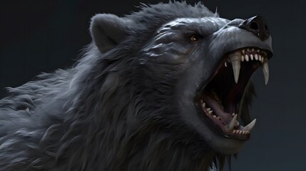 Fototapeta premium angry wolf 3D illustration Generative AI, AI Generated