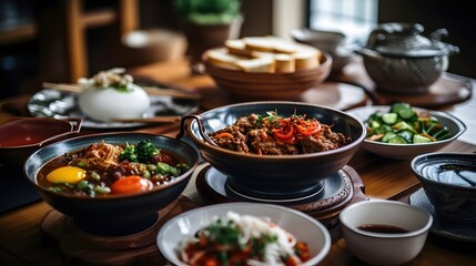 close up view of delicious asian food Generative AI, AI Generated