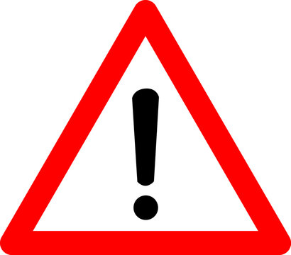 Dangerous area sign. Warning sign other danger. Red triangle sign with exclamation mark silhouette inside. Road sign. Attention. Danger zone.