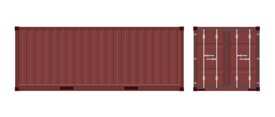 Brown shipping cargo container for transportation. Vector illustration in flat style. Isolated on white background.	
