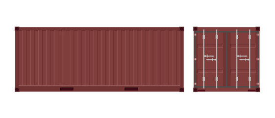 Brown shipping cargo container for transportation. Vector illustration in flat style. Isolated on white background.	
