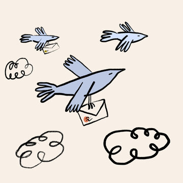 Cute image of birds with letters