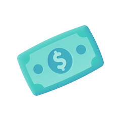 3D dollar bills. Online money spending concept. cashless society