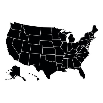 USA map background with states. United States of America map isolated on white background. Vector illustration map