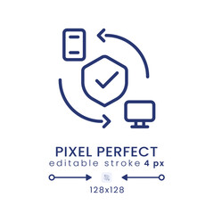 Fototapeta premium Remote access security linear desktop icon. Data encryption. Safe connection. Pixel perfect 128x128, outline 4px. GUI, UX design. Isolated user interface element for website. Editable stroke