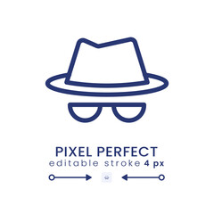 Incognito linear desktop icon. Personal security. Browsing anonymously. Pixel perfect 128x128, outline 4px. GUI, UX design. Isolated user interface element for website. Editable stroke