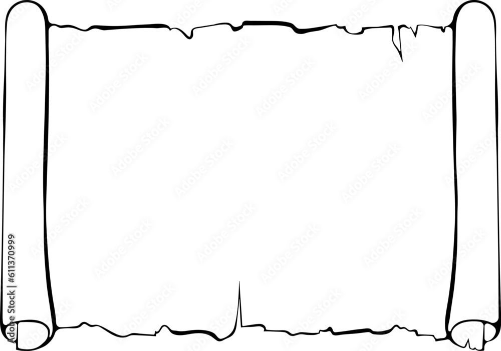 Aufkleber horizontal scroll old paper. ancient scroll with copyspace. vector illustrations in hand drawn sketc