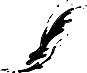 Drops of ink, water or paint. Spray of fountain. Silhouette splashes of fluid. Black vector illustration in hand drawn style. Splash water motion. Abstract shapes