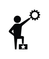 businessman with gear icon, vector best flat icon.