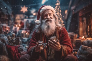 Obraz premium santa claus with christmas gifts - Illustration created with generative ai