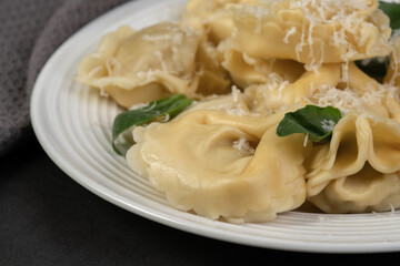 Italian tortellini pasta with spinach and ricotta 