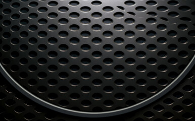 Black metal texture with small spaces, speaker texture pattern, grid, rim light, gray, lightbox. Generative Ai.

