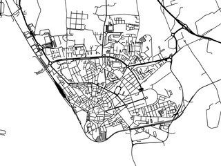 Vector road map of the city of  Faro in Portugal on a white background.