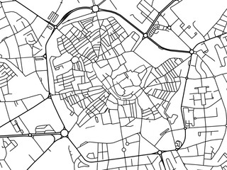 Vector road map of the city of  Evora Centro in Portugal on a white background.