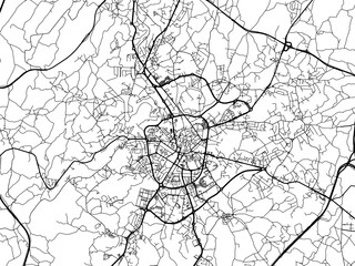 Vector road map of the city of  Viseu in Portugal on a white background.