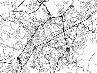 Vector road map of the city of  Braga in Portugal on a white background.