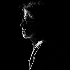 graphic side view portrait of man with glasses © Fred