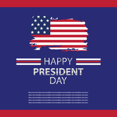 Happy presidents day concept with flag of the United States on dark blue and dark red background. 