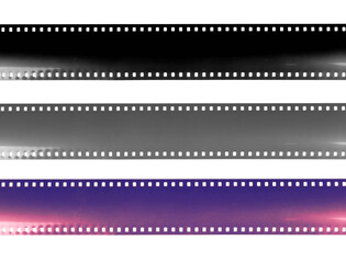 Set cinema film strip black blank isolated on white background