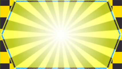 Retro light yellow green vintage radial frame. Decorative spiral sunbeam template. Abstract textured wave ray background.