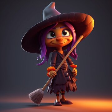 Funny and Cute Witch Cartoon Character