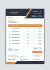 Invoice Layout with Dark Blue and Orange Header 