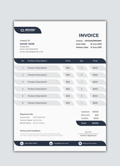 Invoice Layout with Dark Blue Shapes