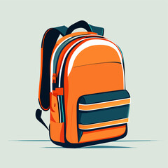 Vector image of orange backpack on gray background