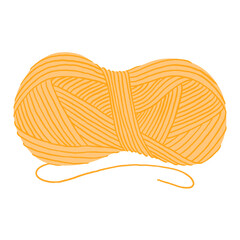 Orange yarn ball. Cat toy. Yarn wool. Yarn ball illustration.